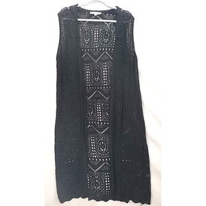 Chelsea and Theodore Long Crocheted Open Front Sweater Duster‎ Cardigan Boho 1X